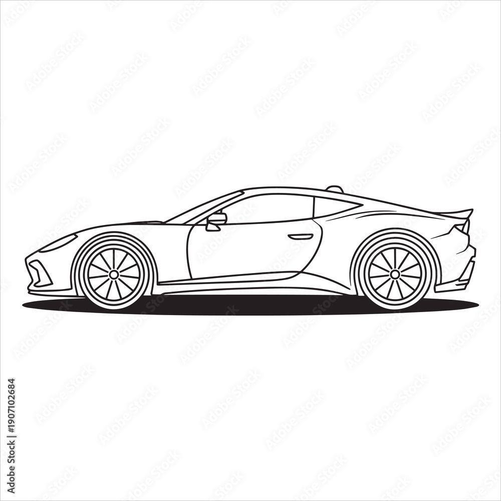 Naklejka premium Sports car line art vector style coloring book 
