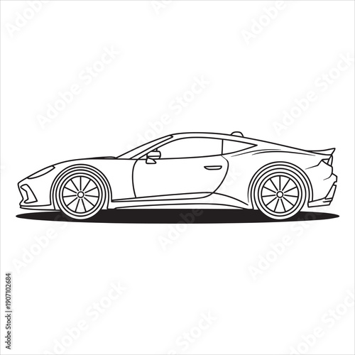 Sports car line art vector style coloring book 