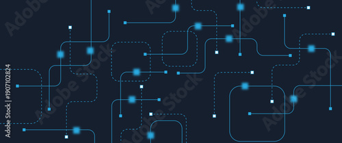 Abstract digital AI circuit board background with tech icons. Digital technology motherboard texture design. Engineering circuit board concept for poster, header, banner, website, presentation