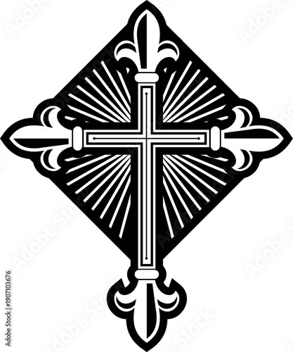 Holy cross black icon. Decorative christ symbol