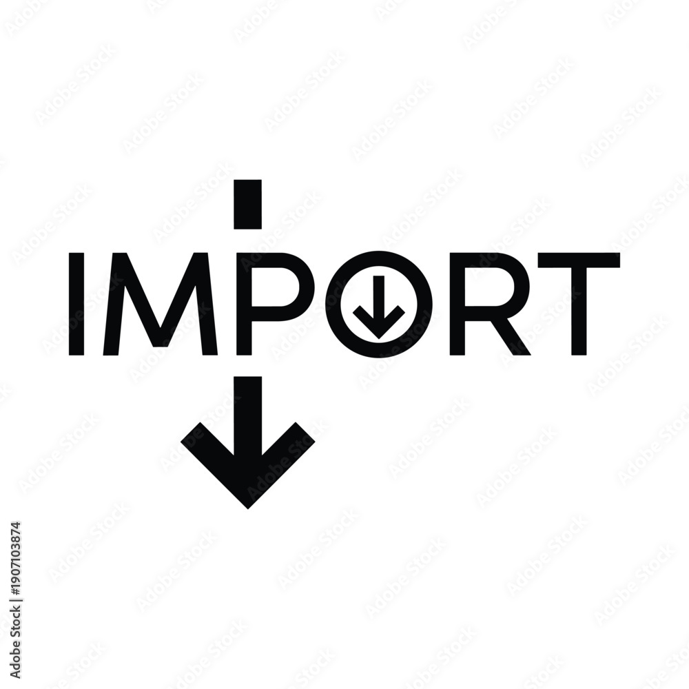 Obraz premium Import Icon with Download Arrow