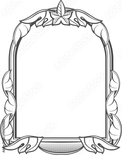 Ornate picture frame. Antique empty classical border