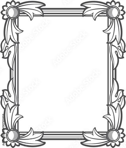 Vintage picture frame. Antique empty border ornament