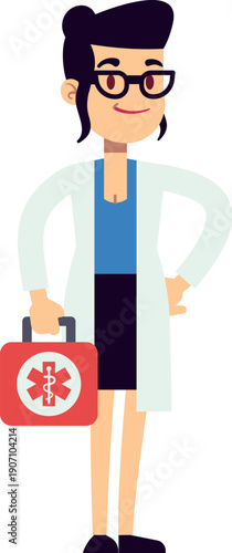 Doctor with first aid bag. Medical emergency character