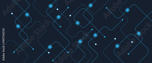 Abstract digital AI circuit board background with tech icons. Digital technology motherboard texture design. Engineering circuit board concept for poster, header, banner, website, presentation