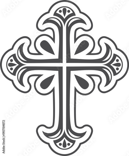 Bible symbol. Cross black icon. Belief sign