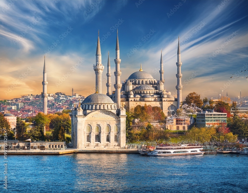 Obraz premium skyline istanbul mosque background