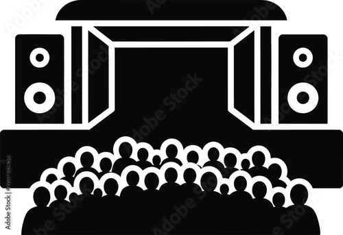 Modern presentation setup with audience in sleek conference room