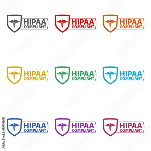 HIPAA Compliance  icon isolated on white background. Set icons colorful