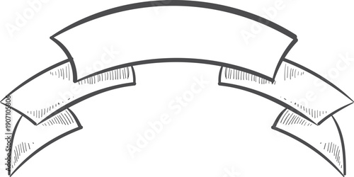 Decorative ribbon drawing. Blank label engraving template