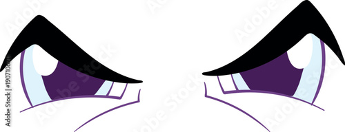 Angry eyes expression. Cartoon face part emotion