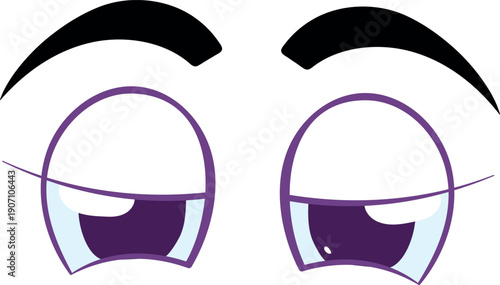 Sad or tired eyes. Cartoon face emotion expression