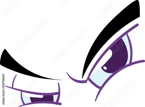 Stressful eyes expression. Angry worried cartoon character