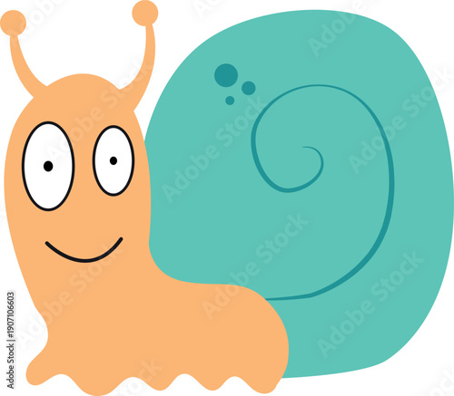Funny snail color icon. Happy animal crawl