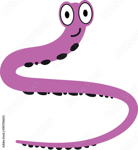 Worm color icon. Crawling funny animal mascot
