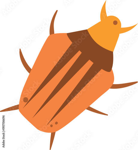 Horned beetle color icon. Wildlife fauna symbol