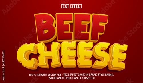 Beef Cheese 3d editable text effect style