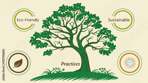 vector illustration of an apple tree with flowers