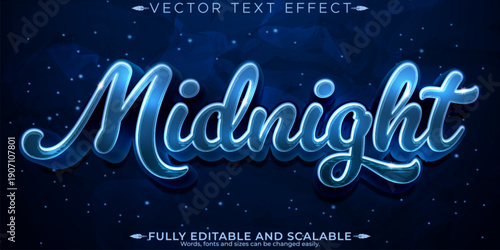 Midnight neon sign in starry night sky
