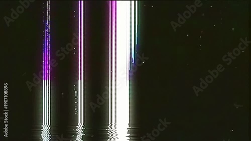 Footage with Retro Futuristic Dynamic Glitch Effect. Static noise backdrop. Digital Pixel Noise Effect. VHS 80's style, black background, 4K.