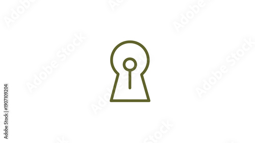 A simple, minimalist olive-green keyhole outline against a clean white background