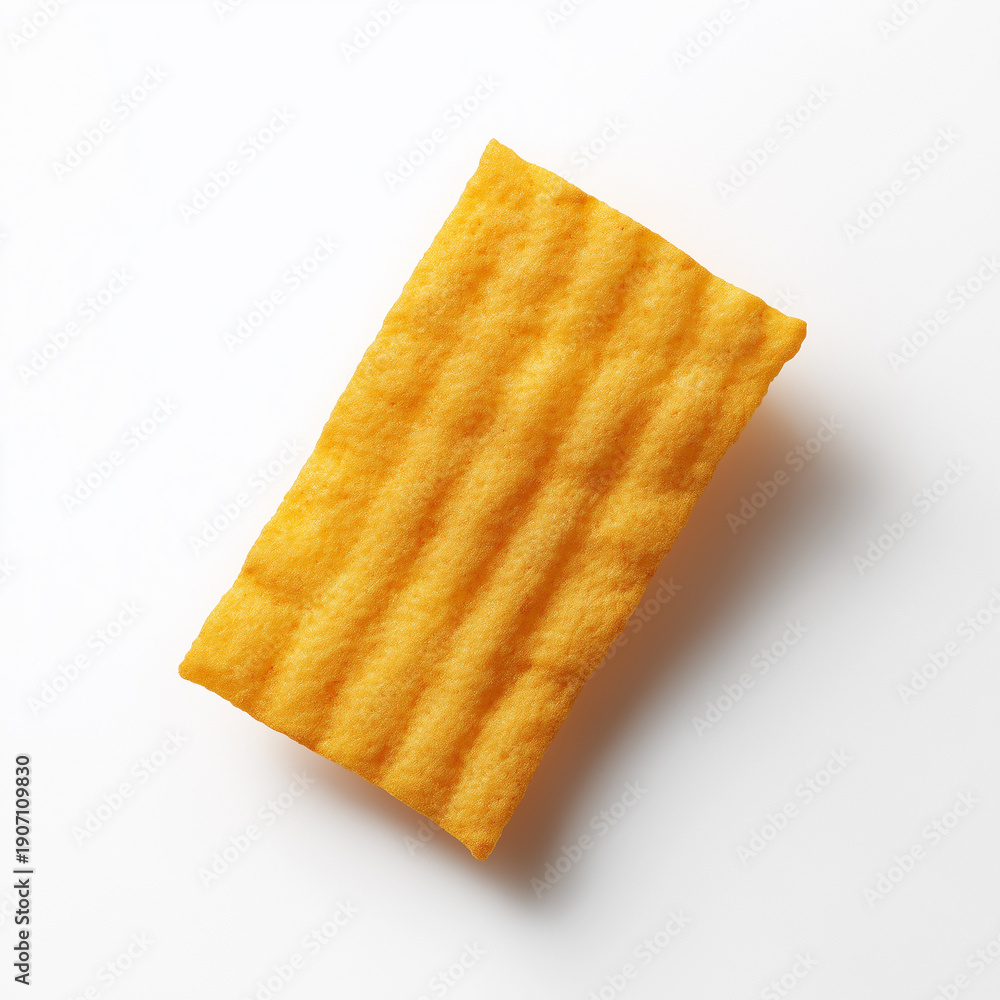 Fototapeta premium Single Rectangular Crispy Snack Chip on White Background
