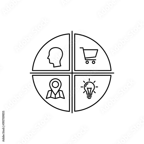 Market Segmentation Analysis Line Icon on White Background