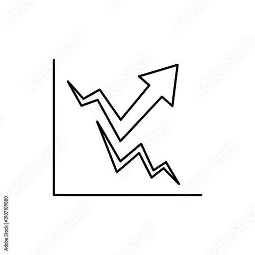 Market Volatility Finance Line Icon on White Background