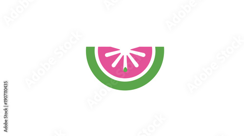 A colorful, minimalist illustration features a slice of fruit, showcasing a vibrant design