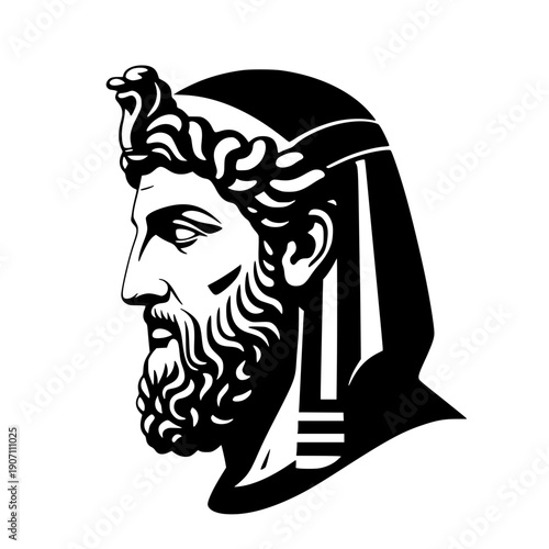 Egyptian-Greek Thoth Profile Bust Black Silhouette