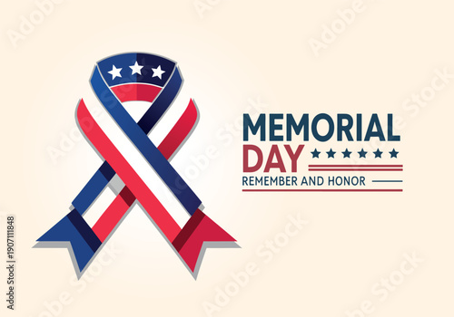 Memorial day ribbon honoring fallen heroes | remember and honor