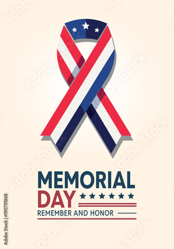 Memorial day patriotic ribbon - remember & honor