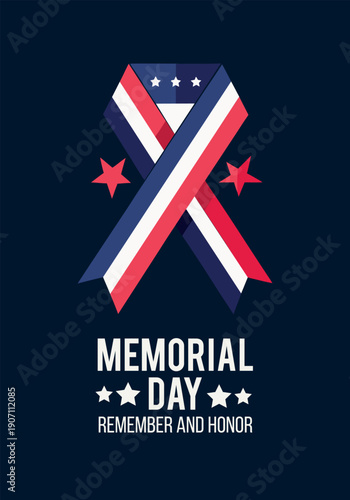 Memorial day patriotic ribbon - remember and honor graphic