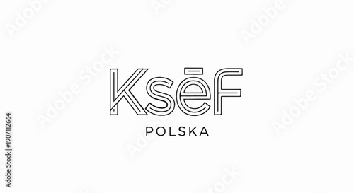 Stylized outline text logo with Polish inscription below on white background