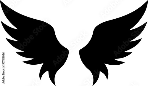 Angel wings silhouette vector illustration, wings black symbol.