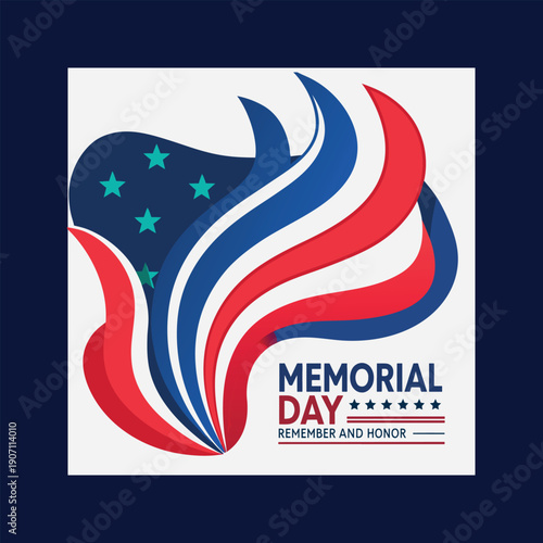 Memorial day remember and honor abstract american flag graphic