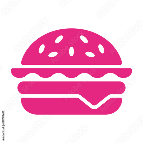 Bright pink hamburger icon or symbol representing fast food
