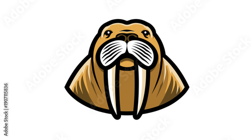 A simplified, stylized illustration of a walrus's head with a thick black outline
