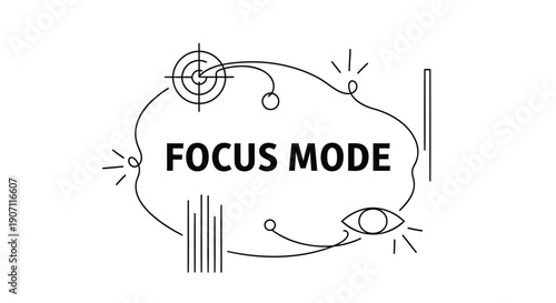 Focus mode concept with eye and target icons, productivity symbol for motivation or concentration, vector illustration Isolated on transparent background, png
