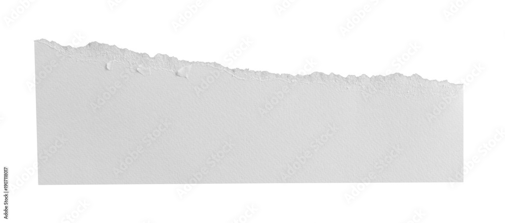 Obraz premium Wide torn white paper strip with rough top edge, isolated on transparent background