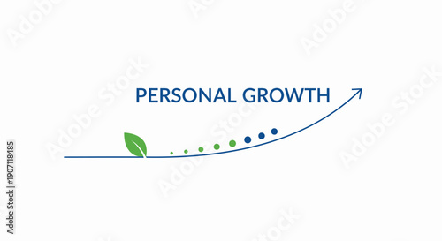Vector personal growth concept with leaf and arrow, motivational symbol for success or progress, for poster or social media, Isolated on transparent background, png