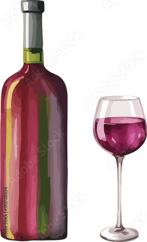 wine bottle and glass