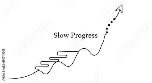 Vector illustration of slow progress staircase with arrow, for motivation or business concept, isolated on transparent background, png
