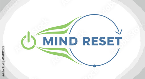 Vector Mind Reset logo, refresh and recharge concept, green and blue icon, for wellness or meditation website, overlay effect, isolated on transparent background, png