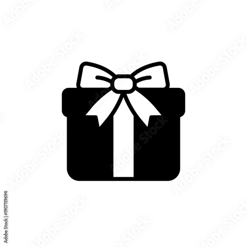 シンプルなギフトボックスの黒シルエットアイコン