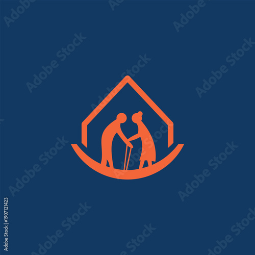 Elderly support logo, home care symbol