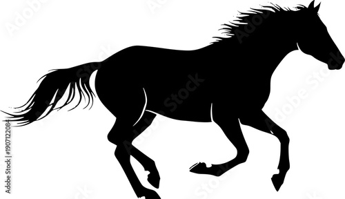 vector silhouette of horse running