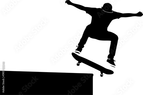 silhouette of a skateboarder jumping