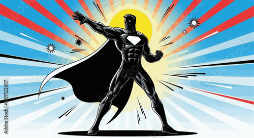superhero pose vector illustraition