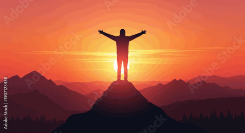 silhouette of a man on a mountain top